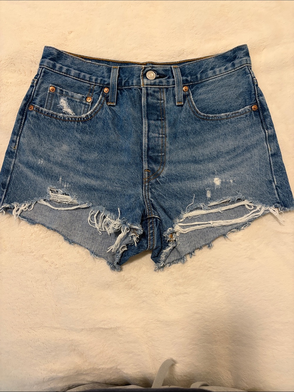 Levi's Distressed Cutoff Denim Shorts - Blue